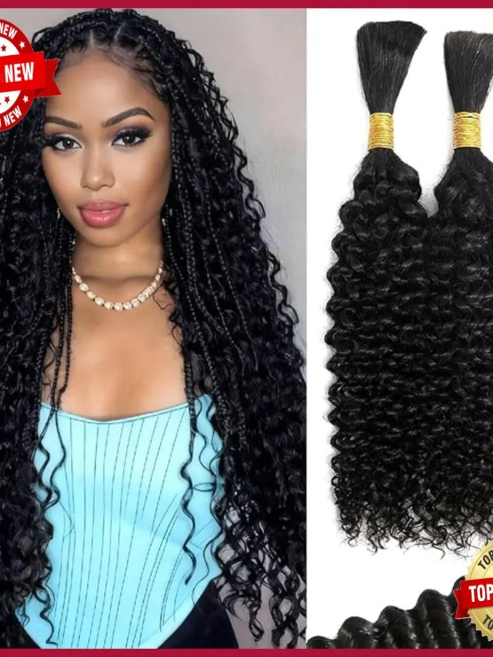 24 Inch Jerry Curly Human Hair Extensions 110g Boho Braiding Hair Wet Wavy